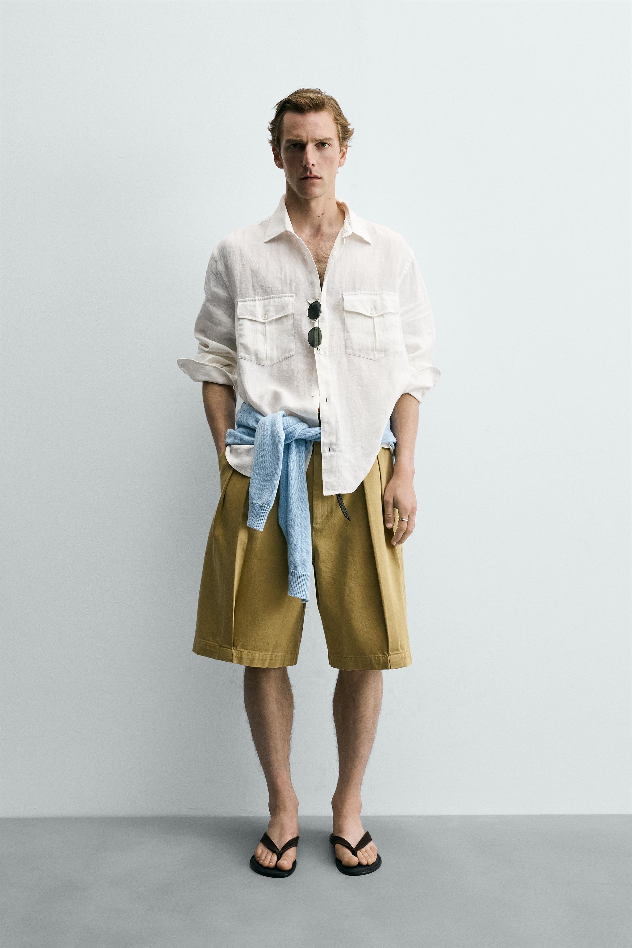 100% LINEN RELAXED FIT SHIRT WITH POCKETS